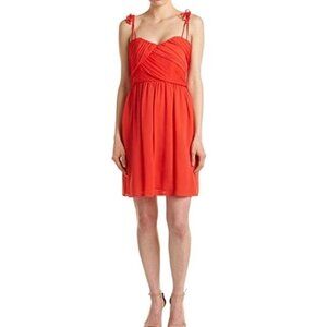 The Kooples Red Cocktail Dress | Pleated Chiffon Mini Dress | Party Size Small